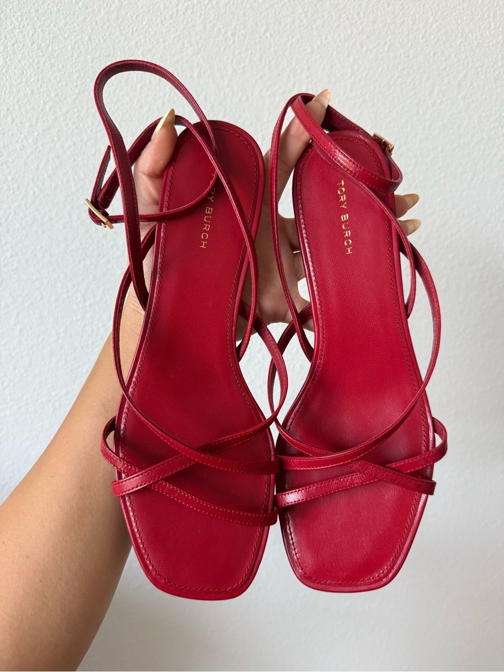 Tory Burch Red Leather Strappy Sandals